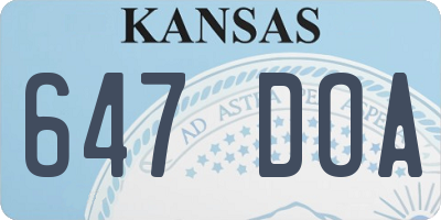 KS license plate 647DOA