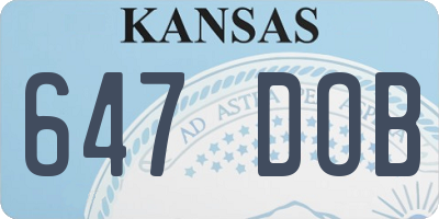 KS license plate 647DOB