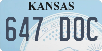 KS license plate 647DOC