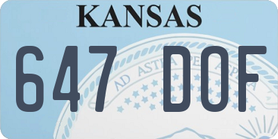 KS license plate 647DOF