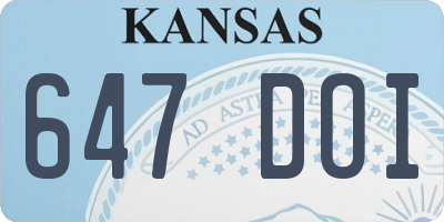 KS license plate 647DOI