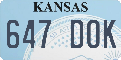 KS license plate 647DOK
