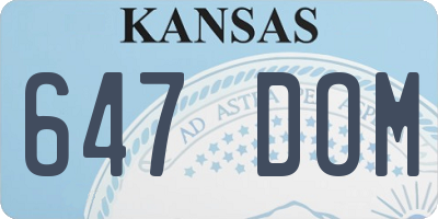 KS license plate 647DOM