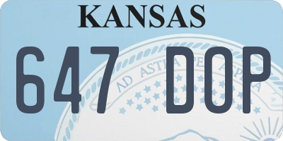 KS license plate 647DOP