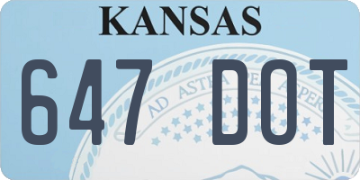KS license plate 647DOT