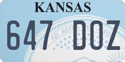 KS license plate 647DOZ
