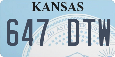 KS license plate 647DTW