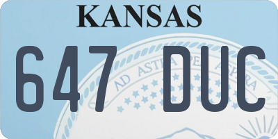KS license plate 647DUC