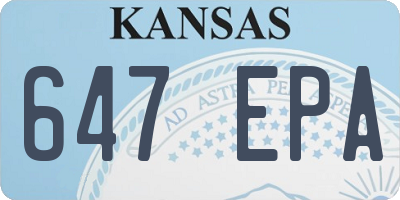 KS license plate 647EPA