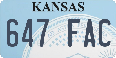 KS license plate 647FAC