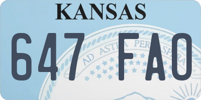 KS license plate 647FAO