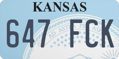 KS license plate 647FCK
