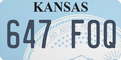 KS license plate 647FOQ