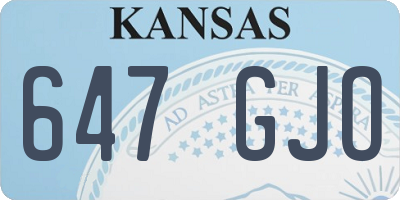 KS license plate 647GJO