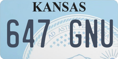 KS license plate 647GNU
