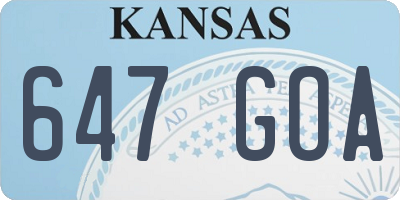 KS license plate 647GOA