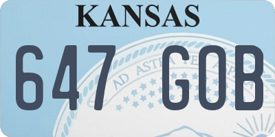 KS license plate 647GOB