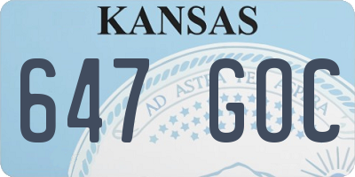KS license plate 647GOC