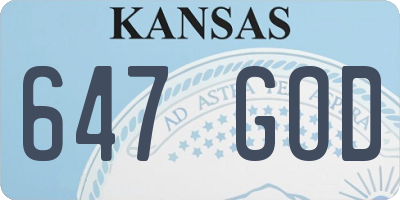 KS license plate 647GOD