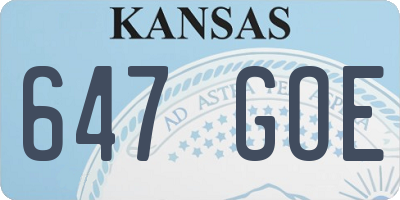 KS license plate 647GOE