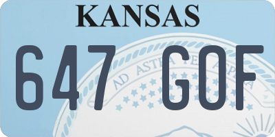 KS license plate 647GOF