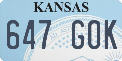 KS license plate 647GOK