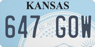 KS license plate 647GOW