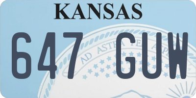 KS license plate 647GUW