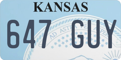 KS license plate 647GUY