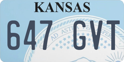 KS license plate 647GVT