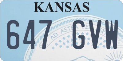 KS license plate 647GVW