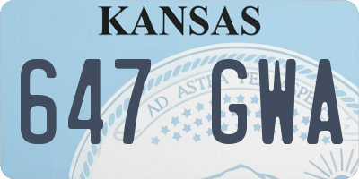 KS license plate 647GWA