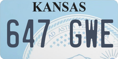 KS license plate 647GWE