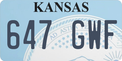 KS license plate 647GWF