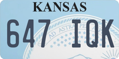KS license plate 647IQK