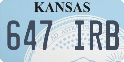 KS license plate 647IRB