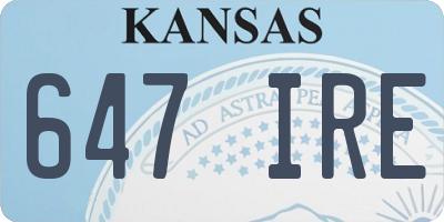 KS license plate 647IRE
