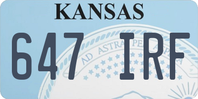 KS license plate 647IRF
