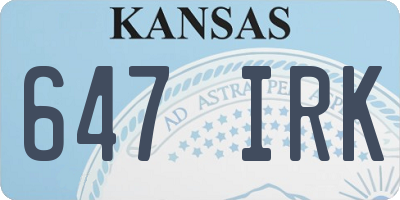 KS license plate 647IRK