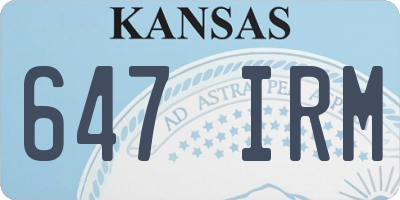 KS license plate 647IRM