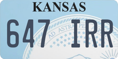 KS license plate 647IRR