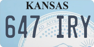 KS license plate 647IRY