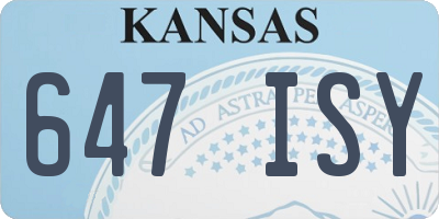 KS license plate 647ISY