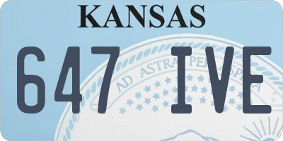 KS license plate 647IVE