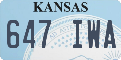 KS license plate 647IWA