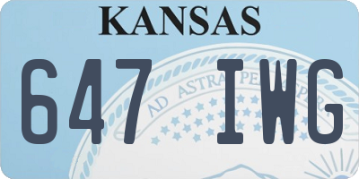 KS license plate 647IWG