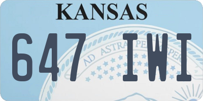 KS license plate 647IWI