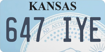 KS license plate 647IYE