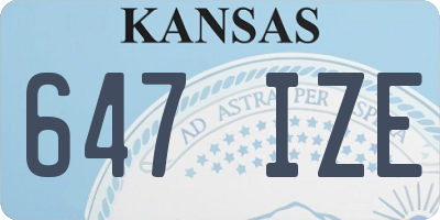 KS license plate 647IZE
