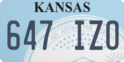 KS license plate 647IZO